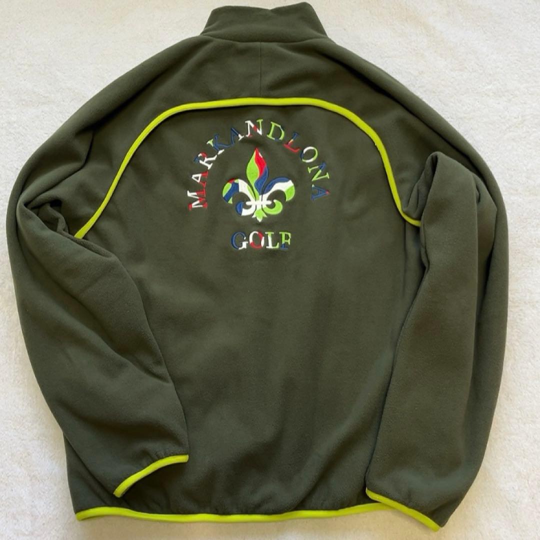極美品 近年　マークアンドロナ ハーフジップ フリース　裏地付　スカル　カーキ