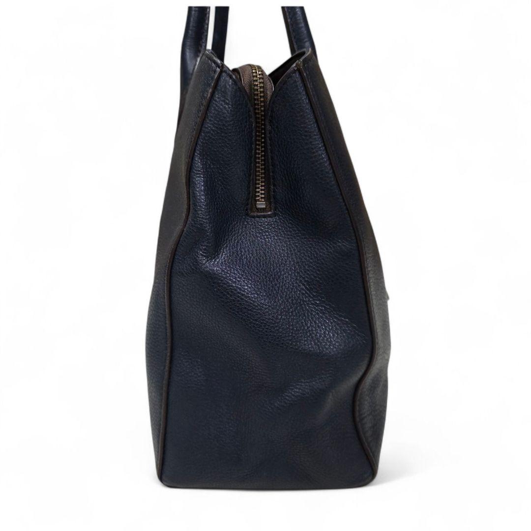 キンタ様✨【A4収納可能】マザーハウス　リン　オープン　トートバッグ　シボ革　紺