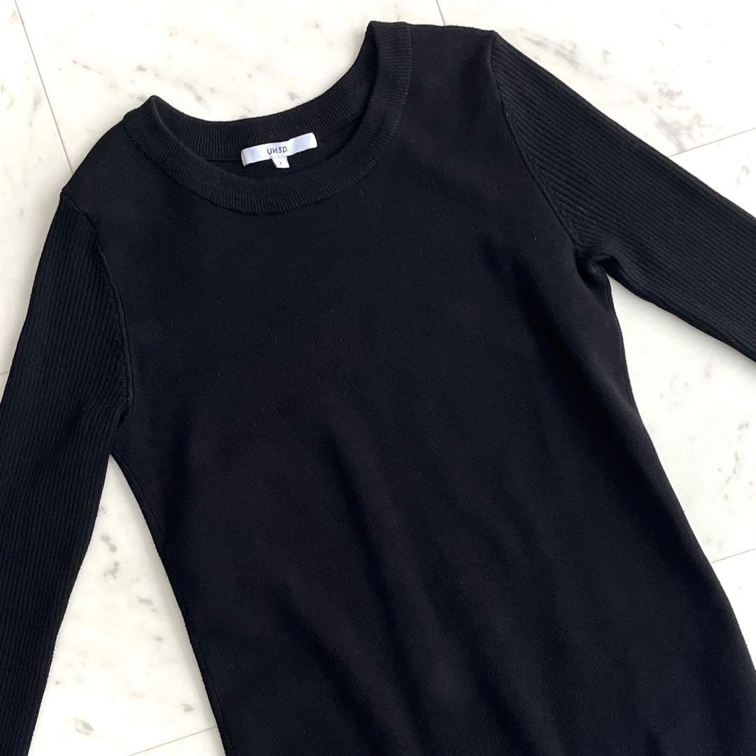 UN3D. アンスリード ロングワンピース ニットワンピース ブラック 黒 F