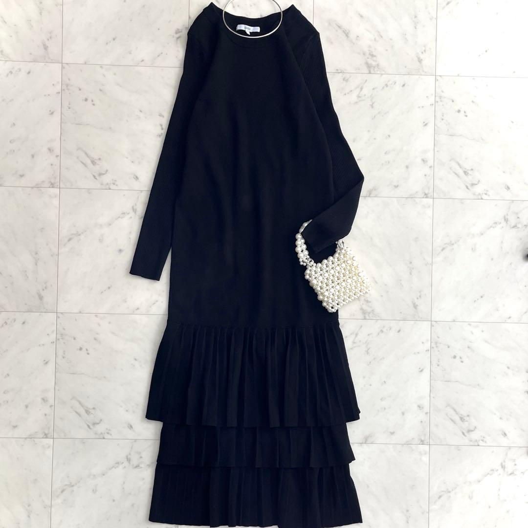 UN3D. アンスリード ロングワンピース ニットワンピース ブラック 黒 F