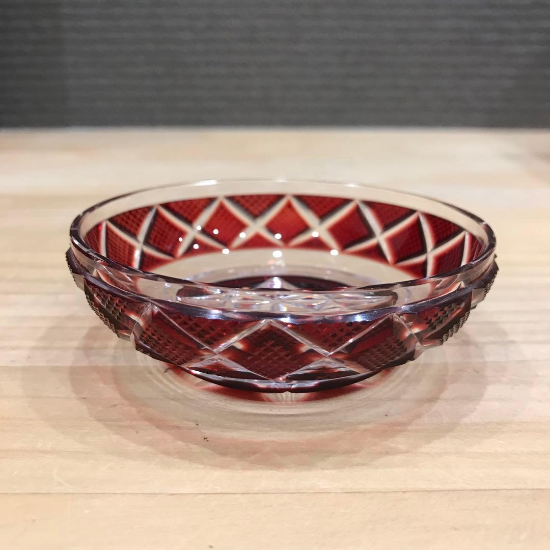 新品 未使用 復元 薩摩切子 小皿 被せガラス 薩摩ガラス工芸作