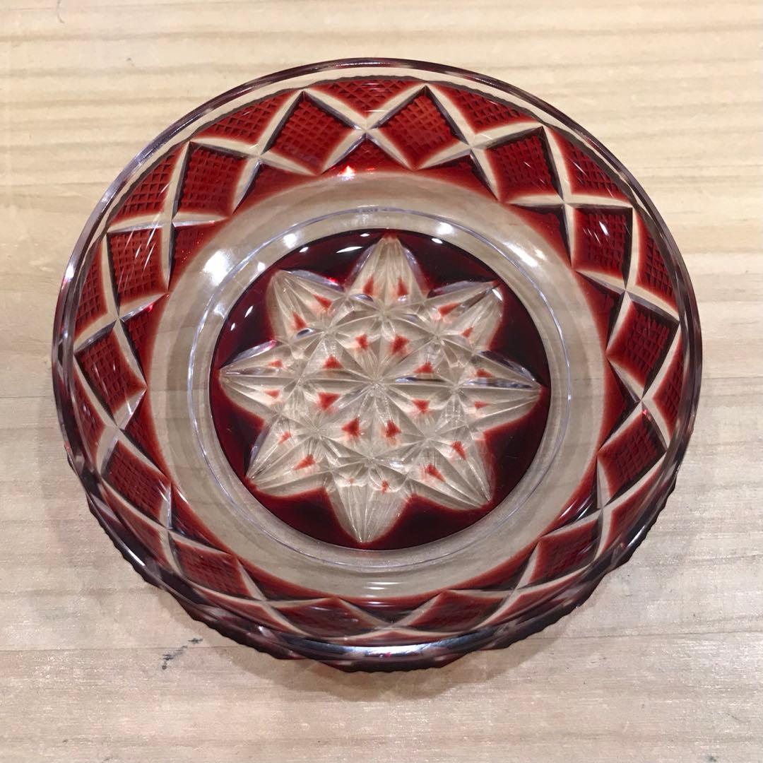 新品 未使用 復元 薩摩切子 小皿 被せガラス 薩摩ガラス工芸作