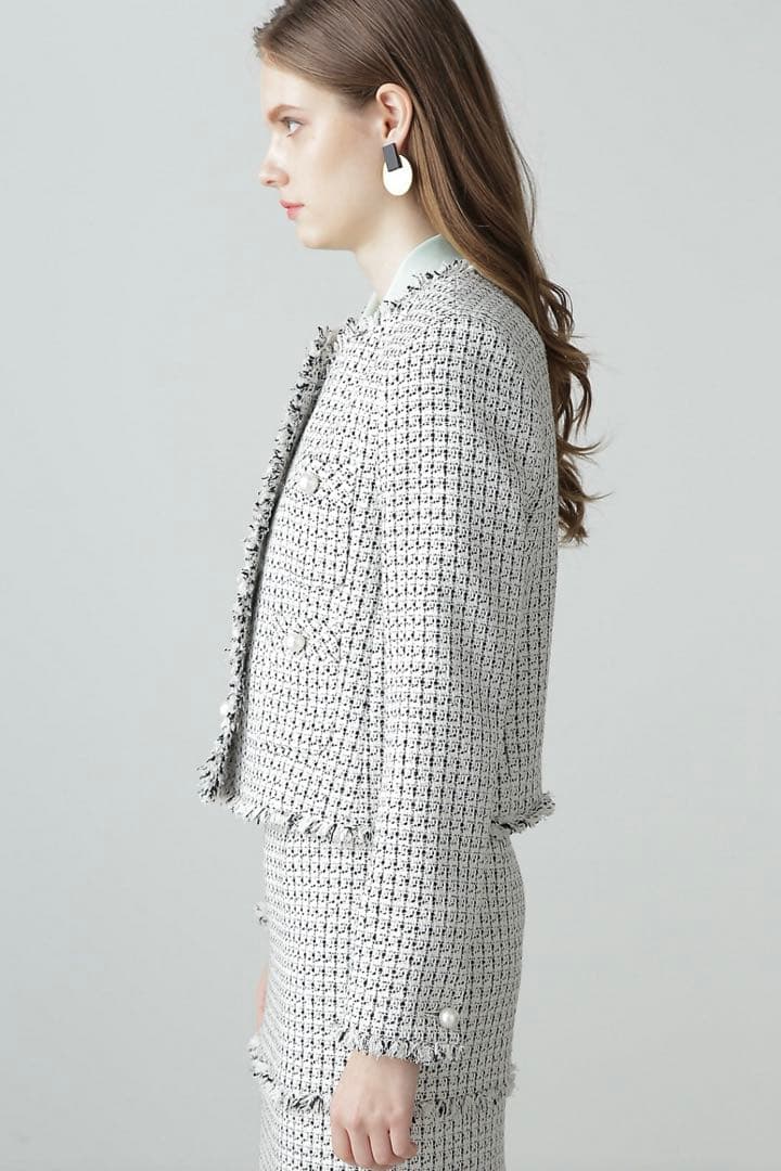 ピンキーアンドダイアン◆ツイードセットアップジャケット モノトーン 38