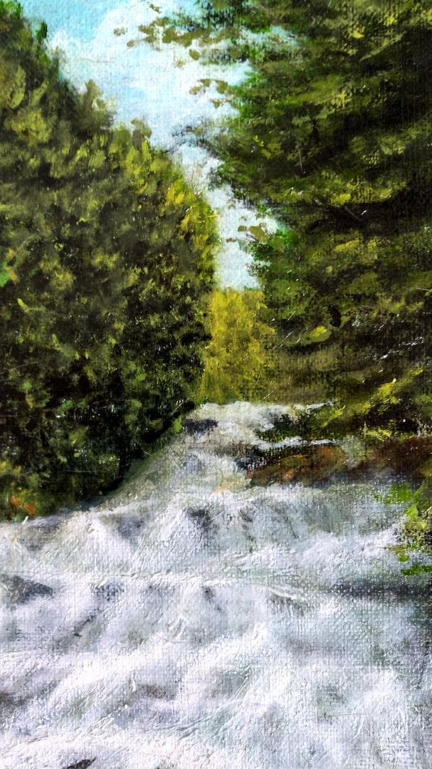「レイ」「竜頭の滝上流」 F10号油彩画 油絵 風景画 原画