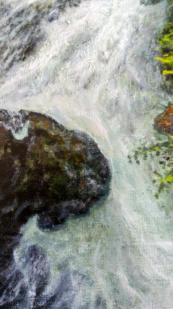 「レイ」「竜頭の滝上流」 F10号油彩画 油絵 風景画 原画