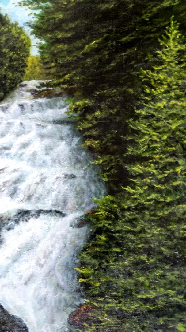 「レイ」「竜頭の滝上流」 F10号油彩画 油絵 風景画 原画