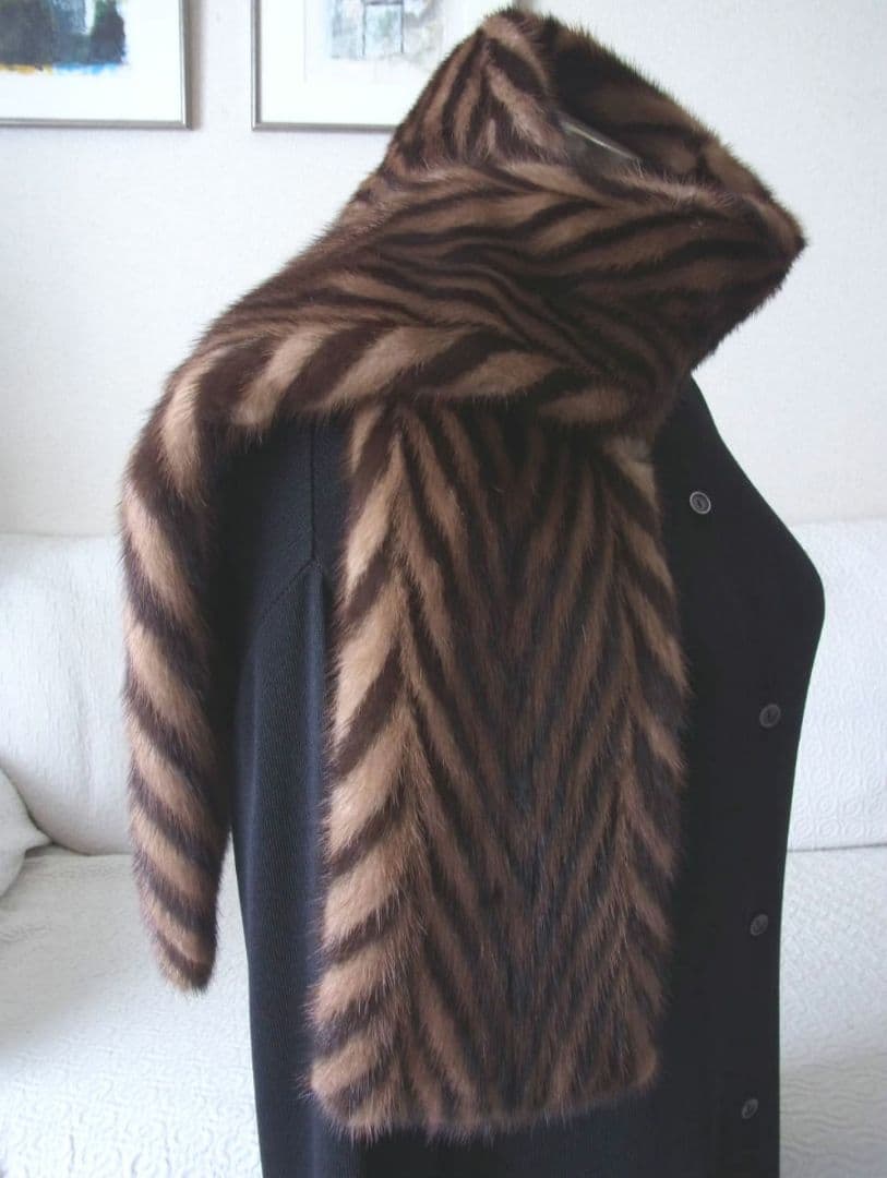 最高級品 バイカラー 艶ミンク マフラー 長さ135㎝