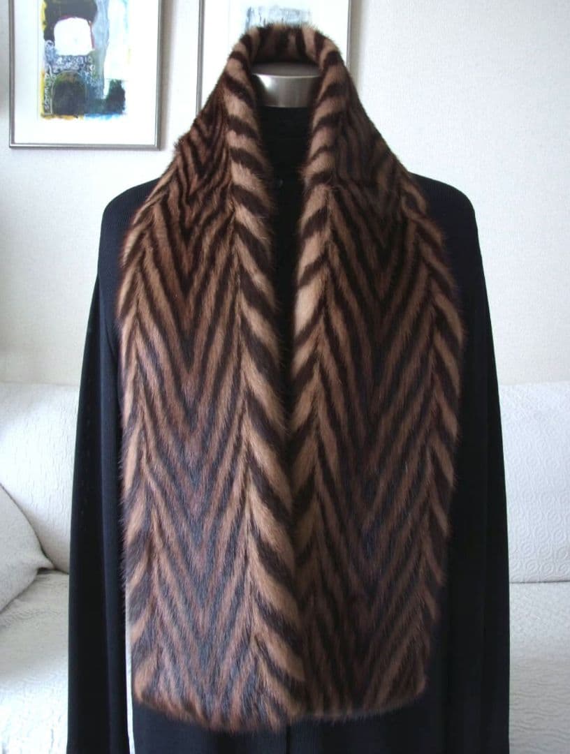 最高級品 バイカラー 艶ミンク マフラー 長さ135㎝