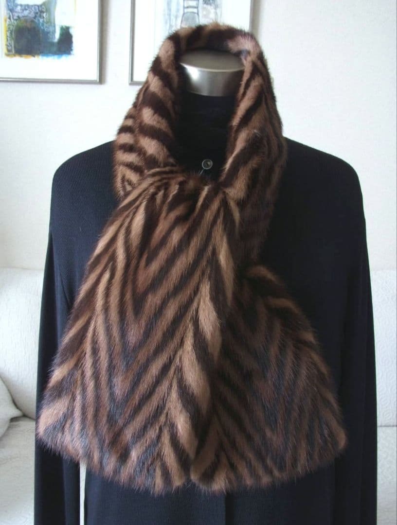 最高級品 バイカラー 艶ミンク マフラー 長さ135㎝