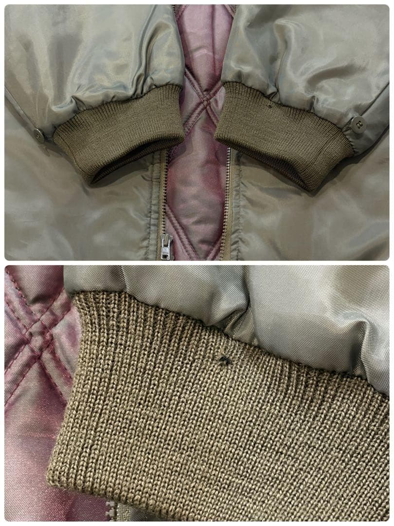 バーバリーズ MA-1型インナージャケット 中綿 裏地キルティング カーキ M