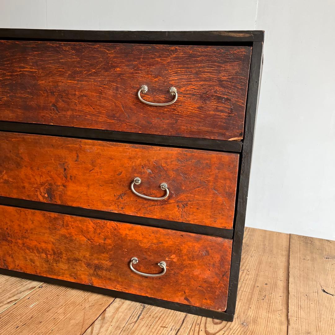 アンティーク チェスト 箪笥 ローボード テレビ台 昭和レトロ 3段 無垢材