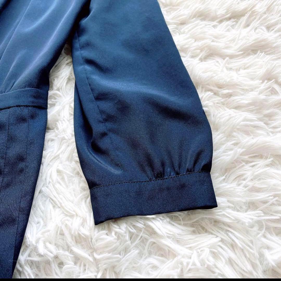 MAXMARA　ひざ丈ワンピースプリーツネイビー42大きいサイズ