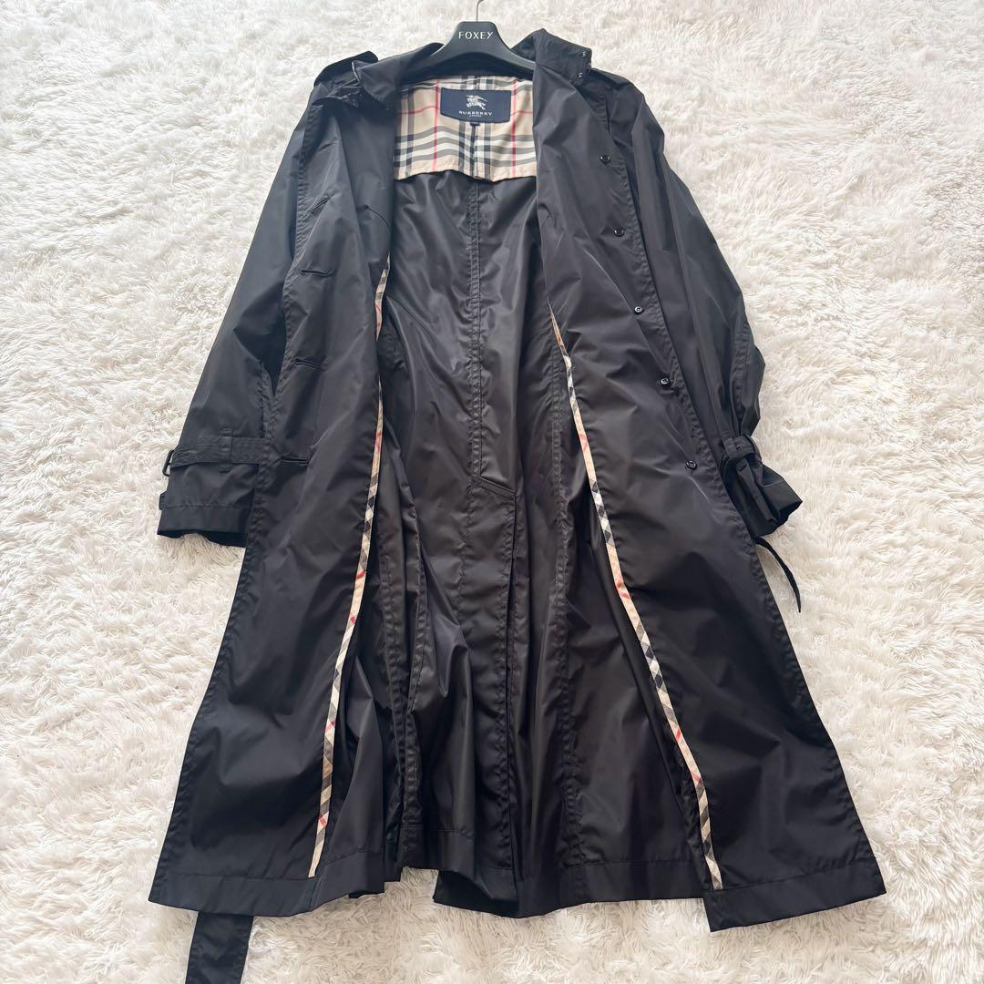極美品✨バーバリーロンドン　大きいサイズ46ステンカラーコート　ナイロンブラック