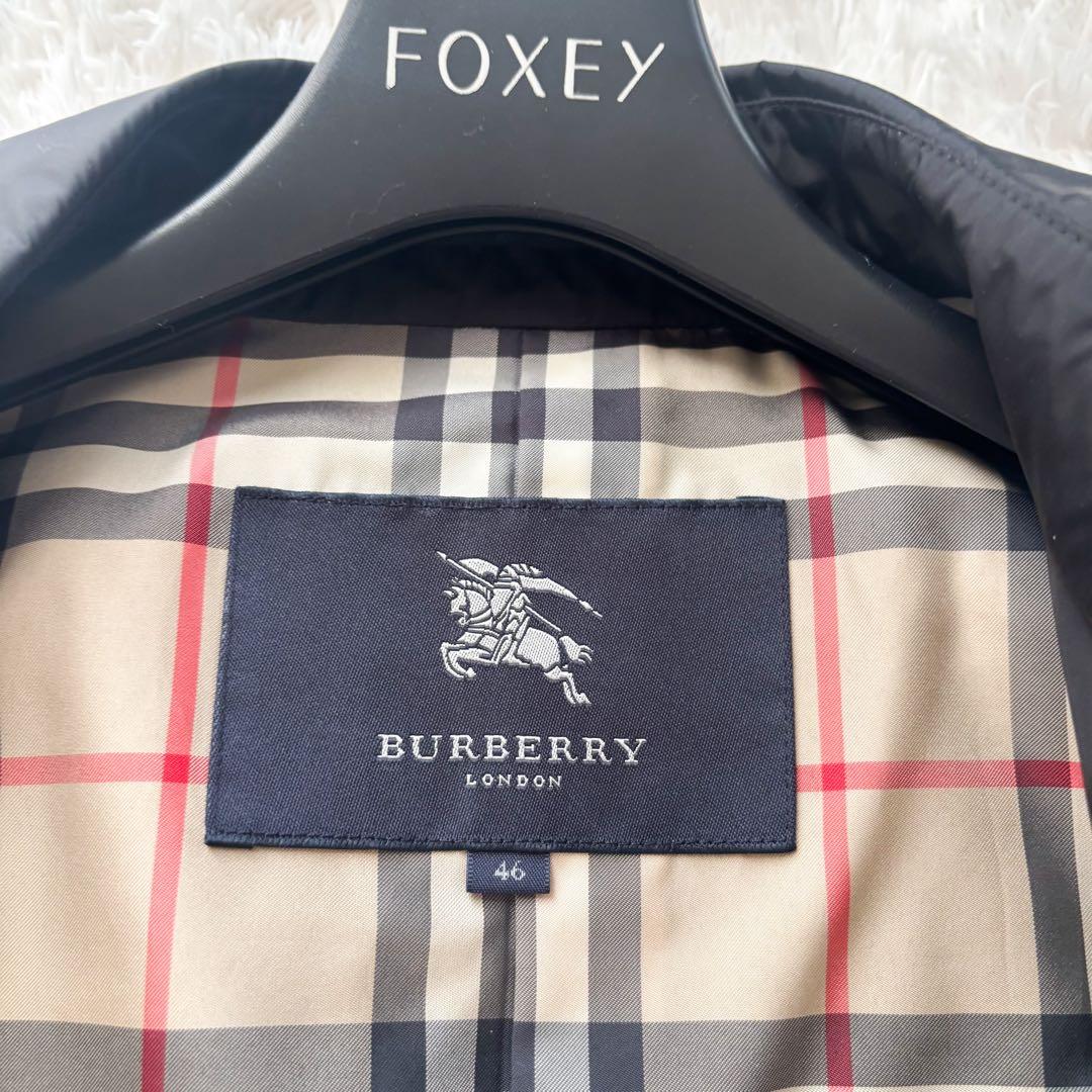 極美品✨バーバリーロンドン　大きいサイズ46ステンカラーコート　ナイロンブラック