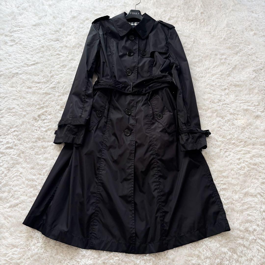 極美品✨バーバリーロンドン　大きいサイズ46ステンカラーコート　ナイロンブラック