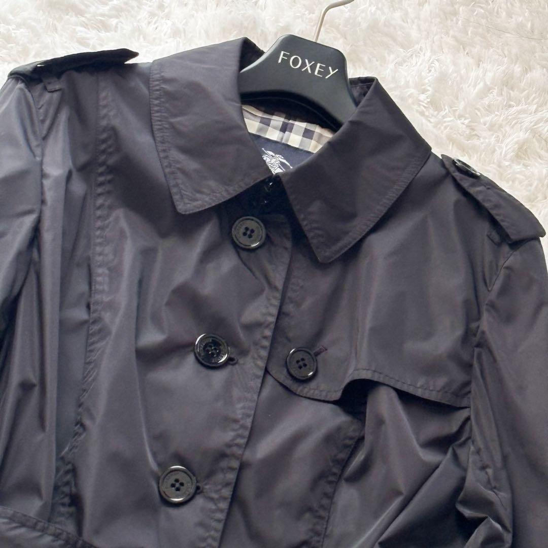 極美品✨バーバリーロンドン　大きいサイズ46ステンカラーコート　ナイロンブラック