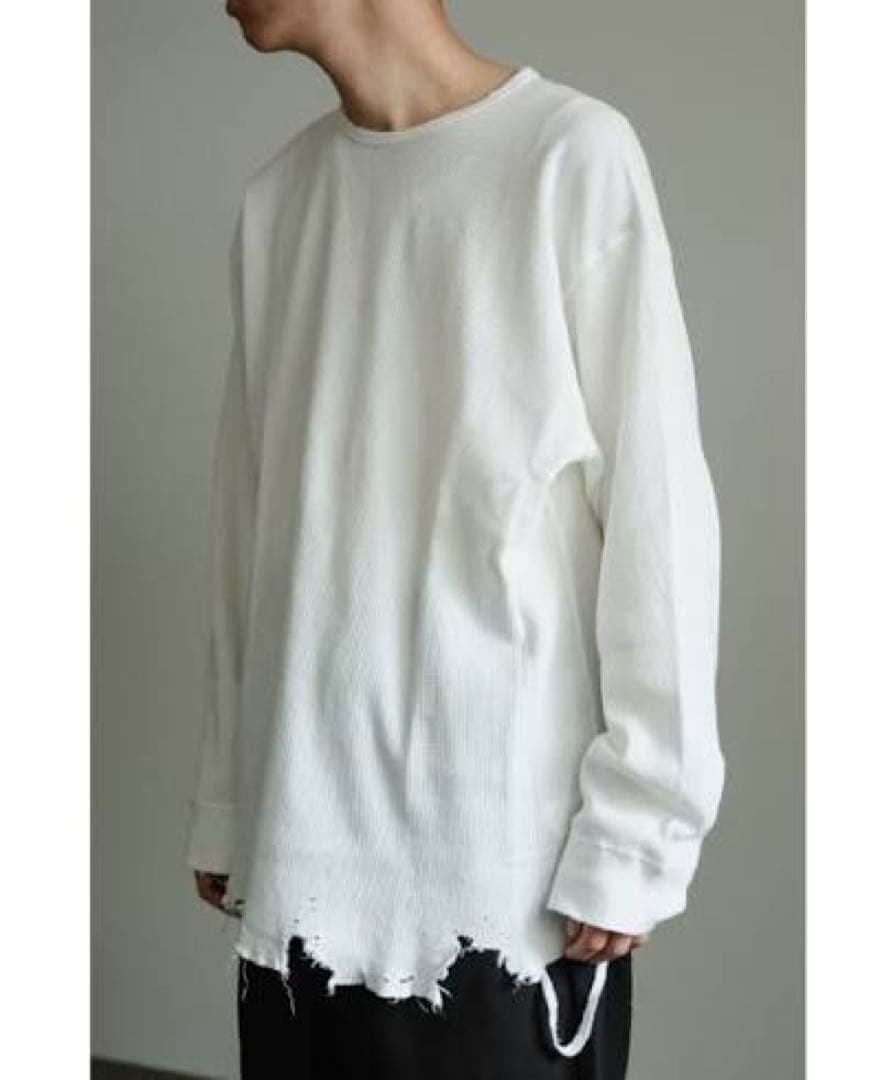 ancellm アンセルム　ダメージワッフルクルーネックT