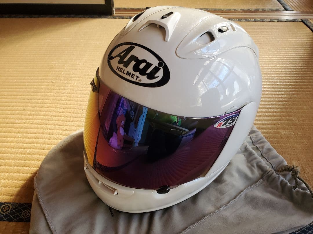 脱*者様 arai アライ rx-7rr5 グラスホワイト サイズM 社外スポイ