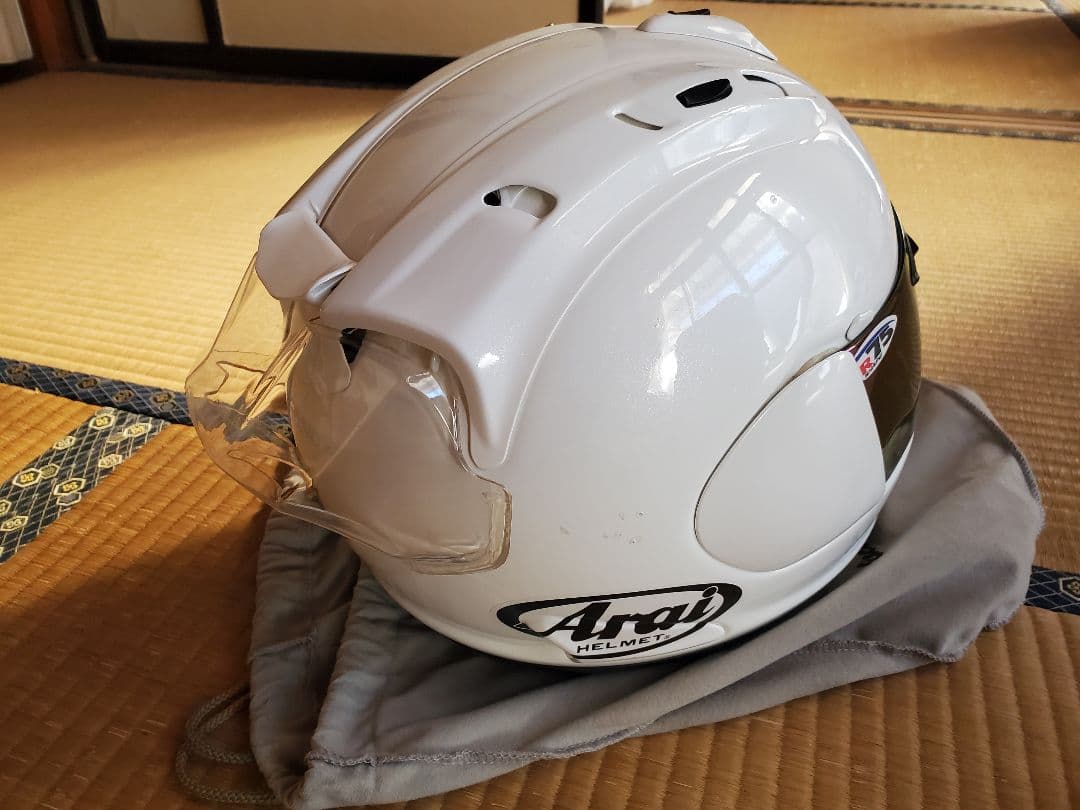 脱*者様 arai アライ rx-7rr5 グラスホワイト サイズM 社外スポイ
