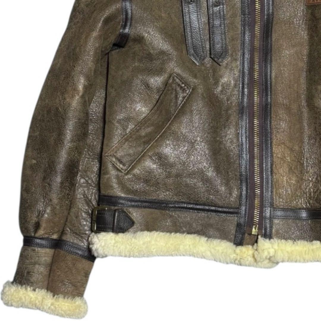 AVIREX 米国製 B-3 胸タグ ボマージャケット リアルムートン 42