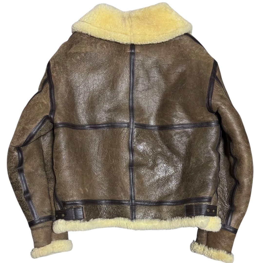 AVIREX 米国製 B-3 胸タグ ボマージャケット リアルムートン 42