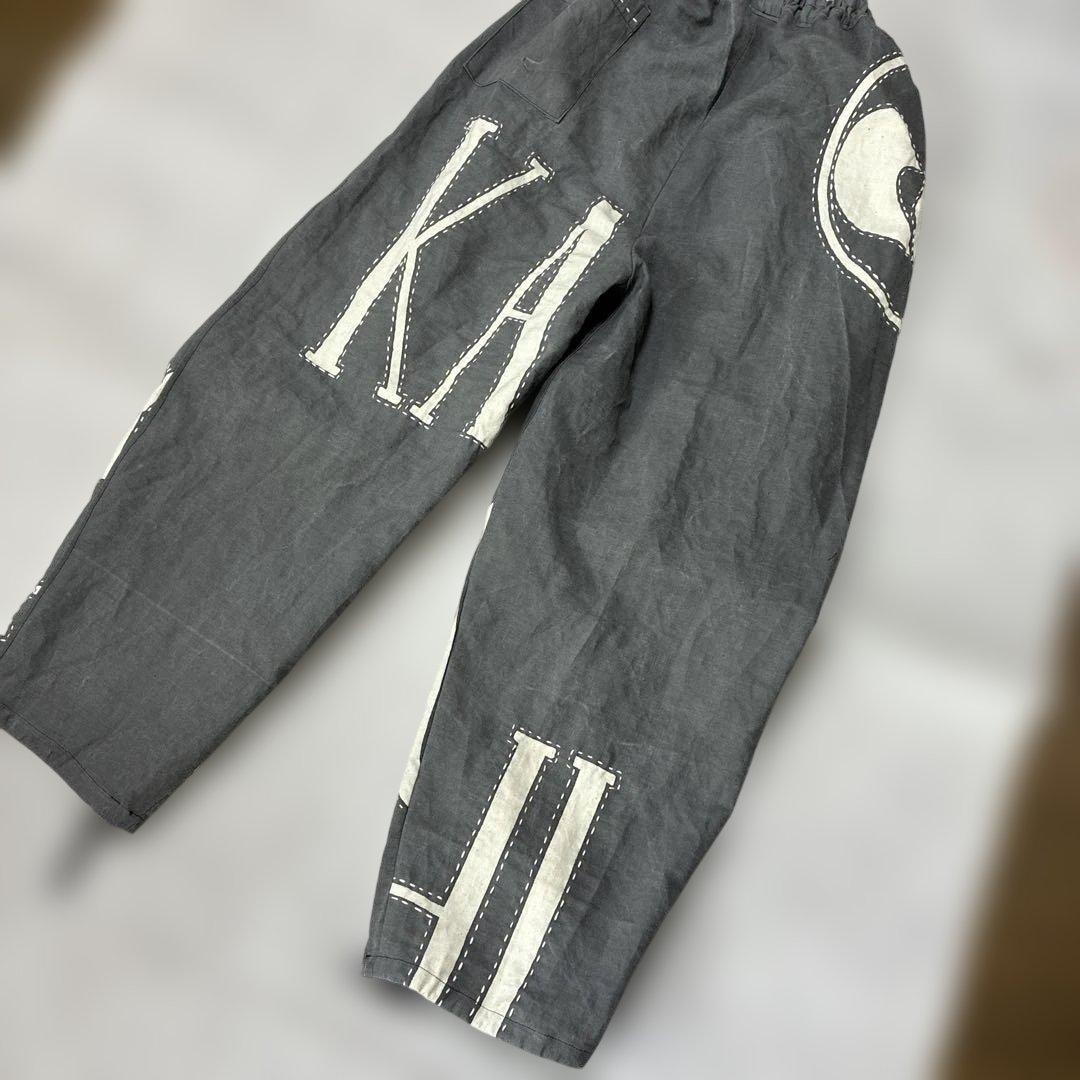 印半纏／ゆったりパンツ／お洒落モンペ/新品半纏／グレー