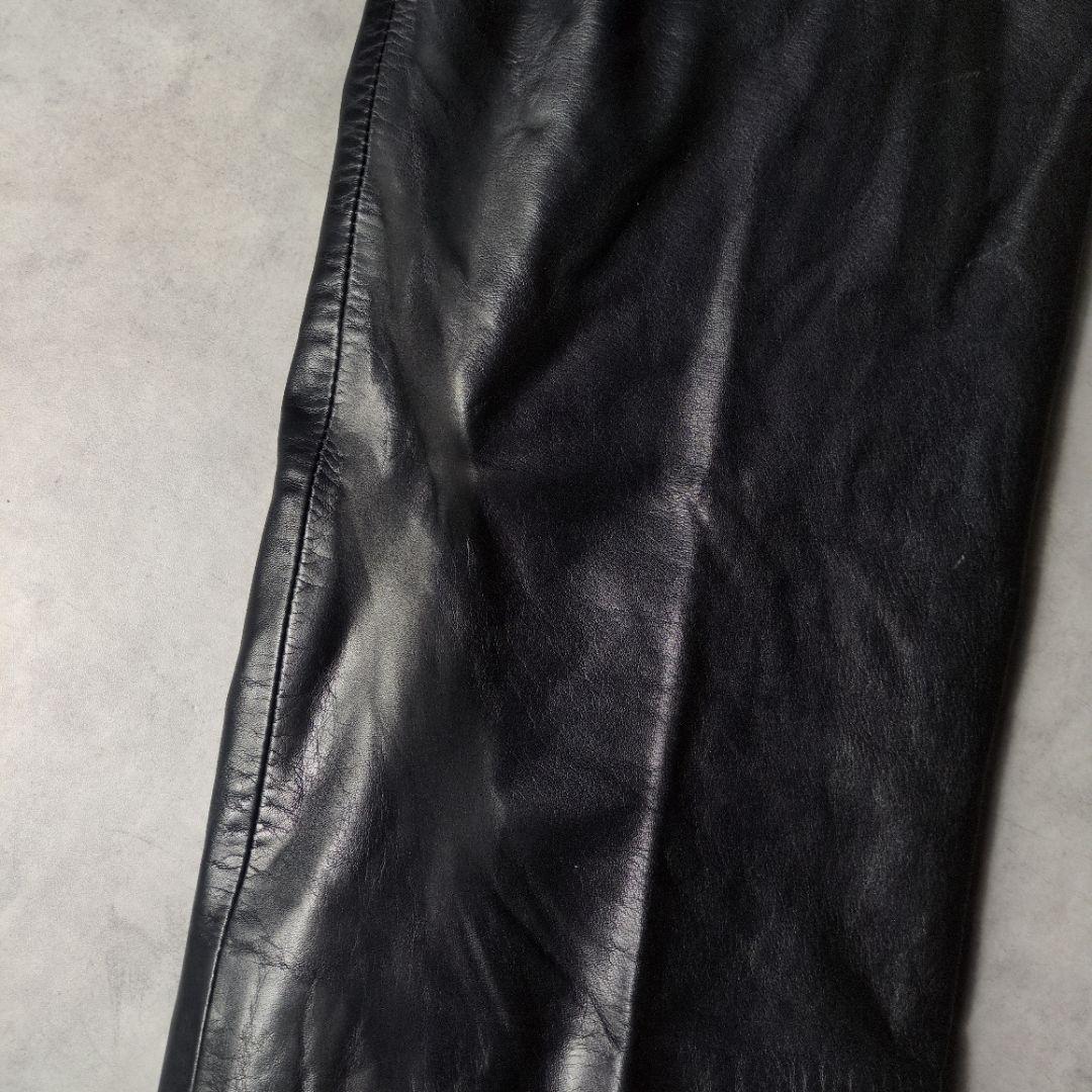 80s 90s ワイド ルーズシルエット 本革 ワンタック レザーパンツ