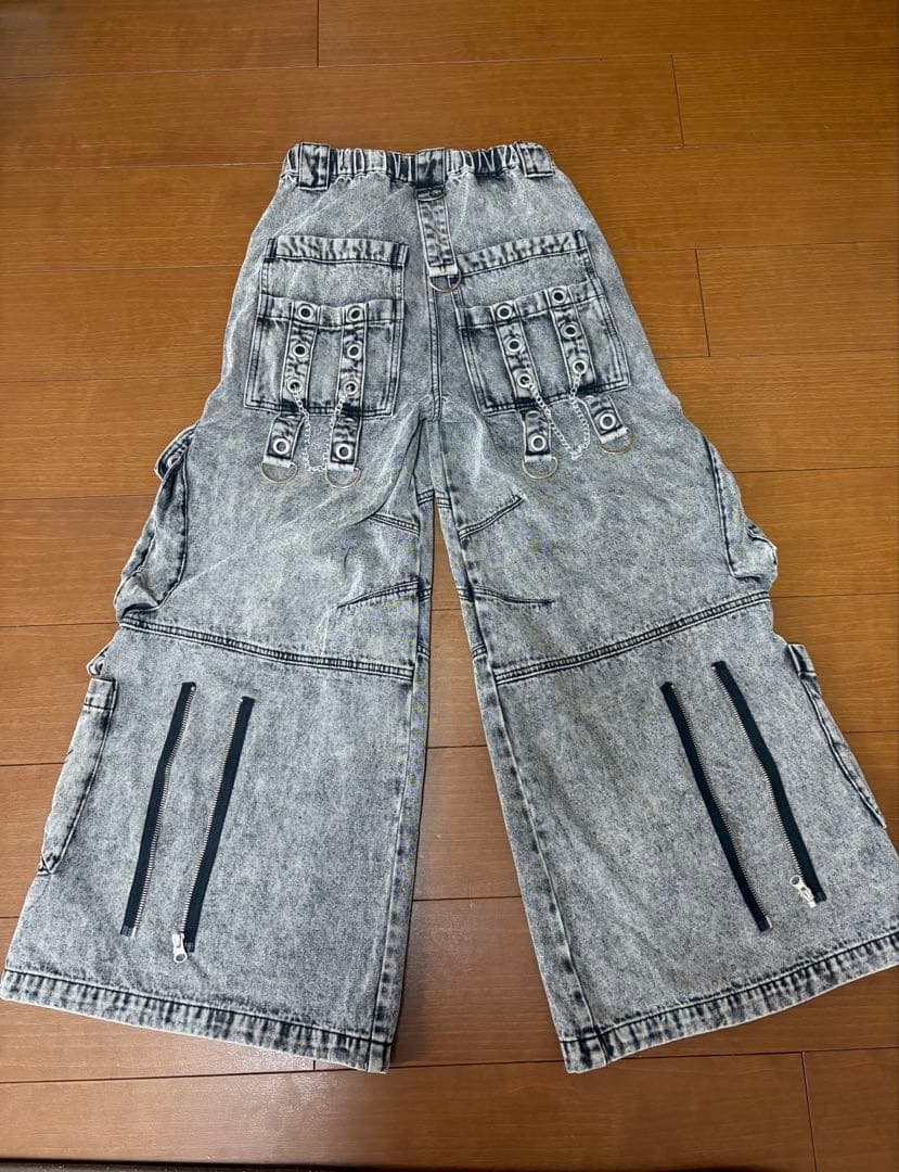 【美品】レフレム　クロスパッチ　ワイド　デニムパンツ　カーゴパンツ　フリーサイズ