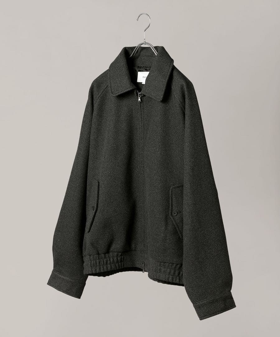 「美品」Bleme ダブルジップ メルトンハリントンジャケット　チャコール　L