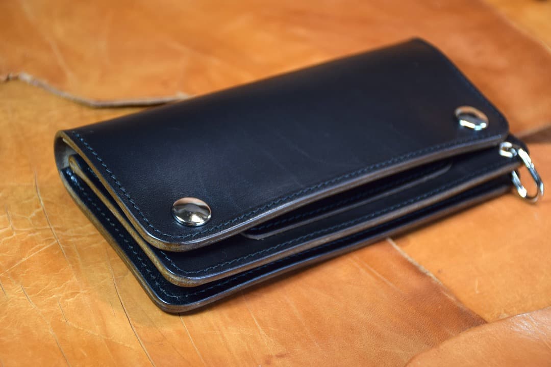 トラッカーウォレット MARYAM社　馬革 　ホースパット　茶芯　黒