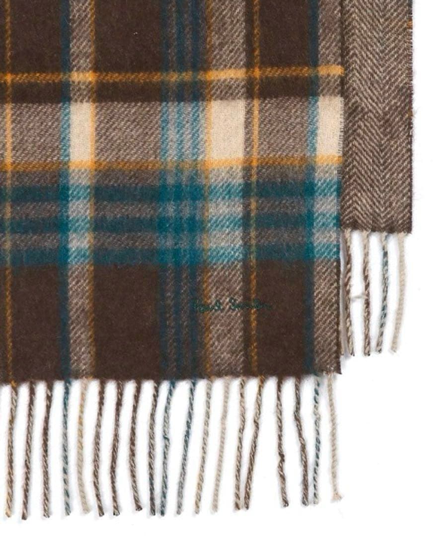 ポールスミスカシミヤ100% タータンチェック ダブルフェイス カシミヤマフラー