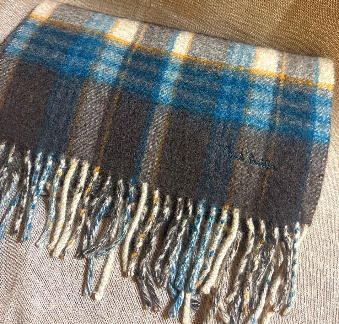 ポールスミスカシミヤ100% タータンチェック ダブルフェイス カシミヤマフラー