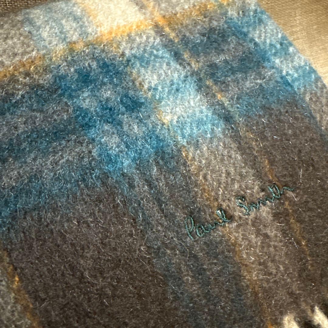 ポールスミスカシミヤ100% タータンチェック ダブルフェイス カシミヤマフラー