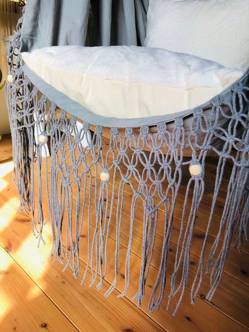 ハンモック　チェアー型　マクラメ　グレー