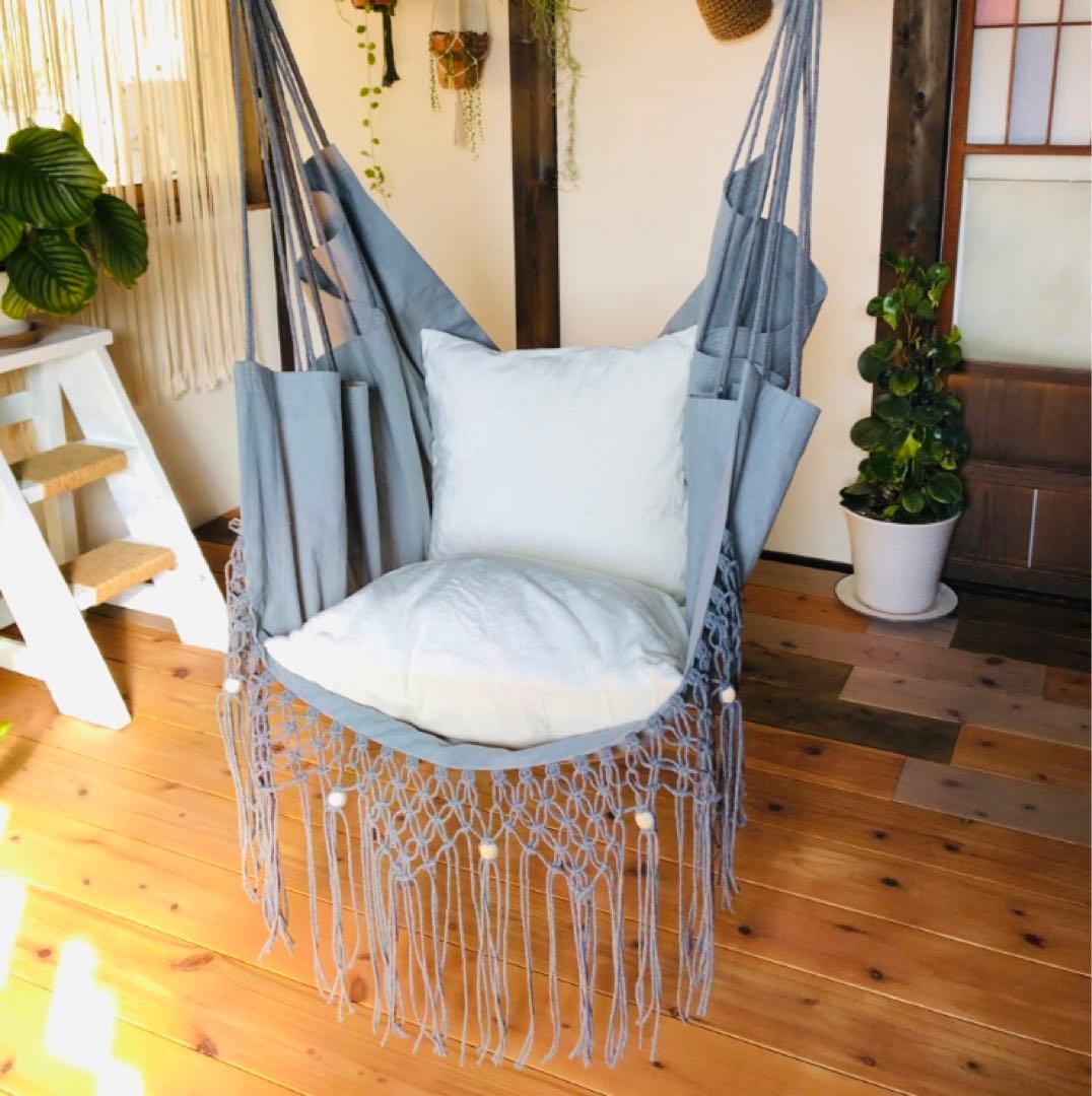 ハンモック　チェアー型　マクラメ　グレー