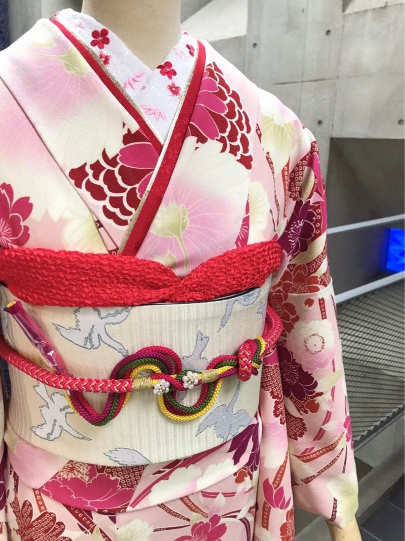 全て揃う振袖セットＦ5【撫松庵の振袖】白、ピンク、成人式振袖フルセット