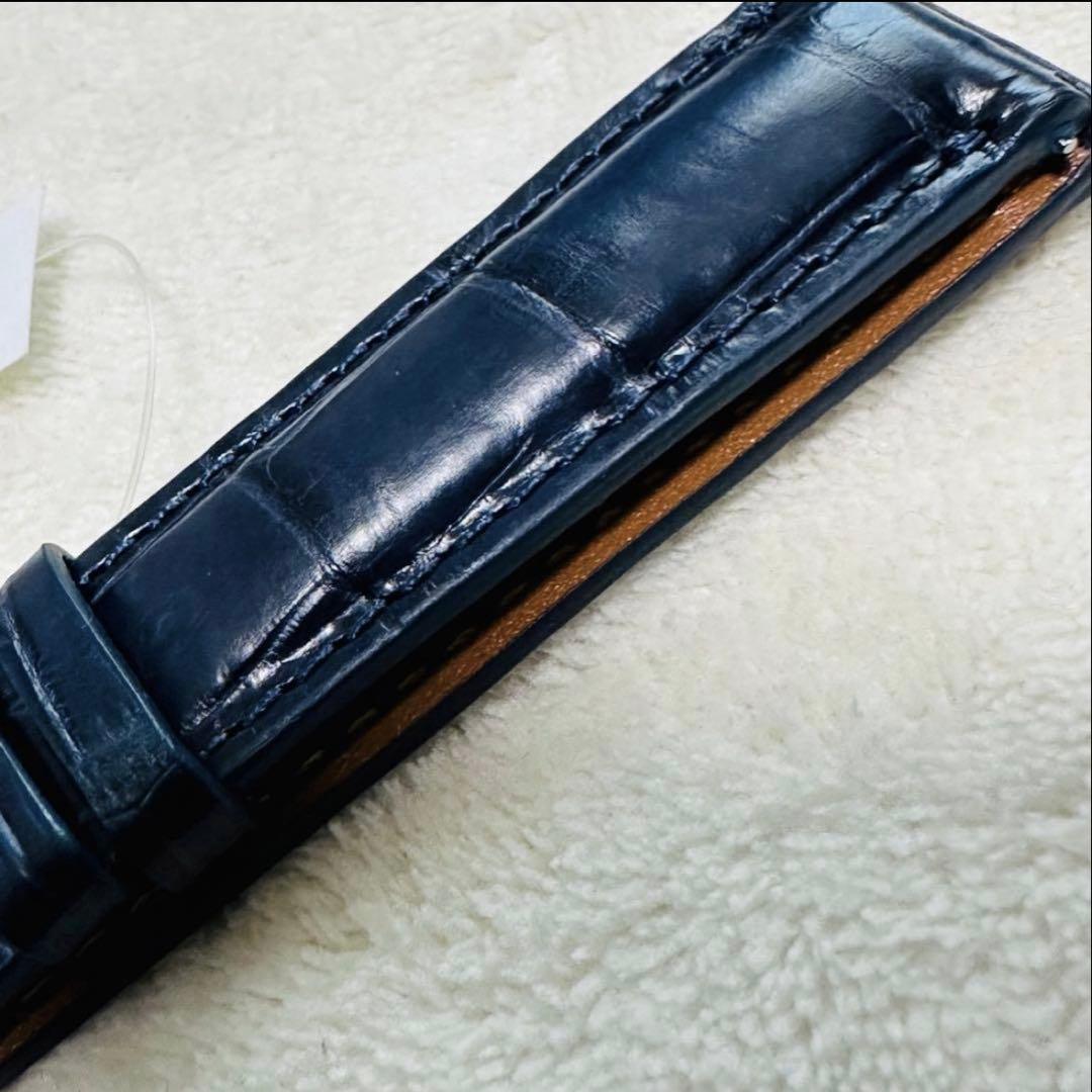 1031#18mm-16mmミッドナイトブルー★本物クロコダイルベルト★スイス製