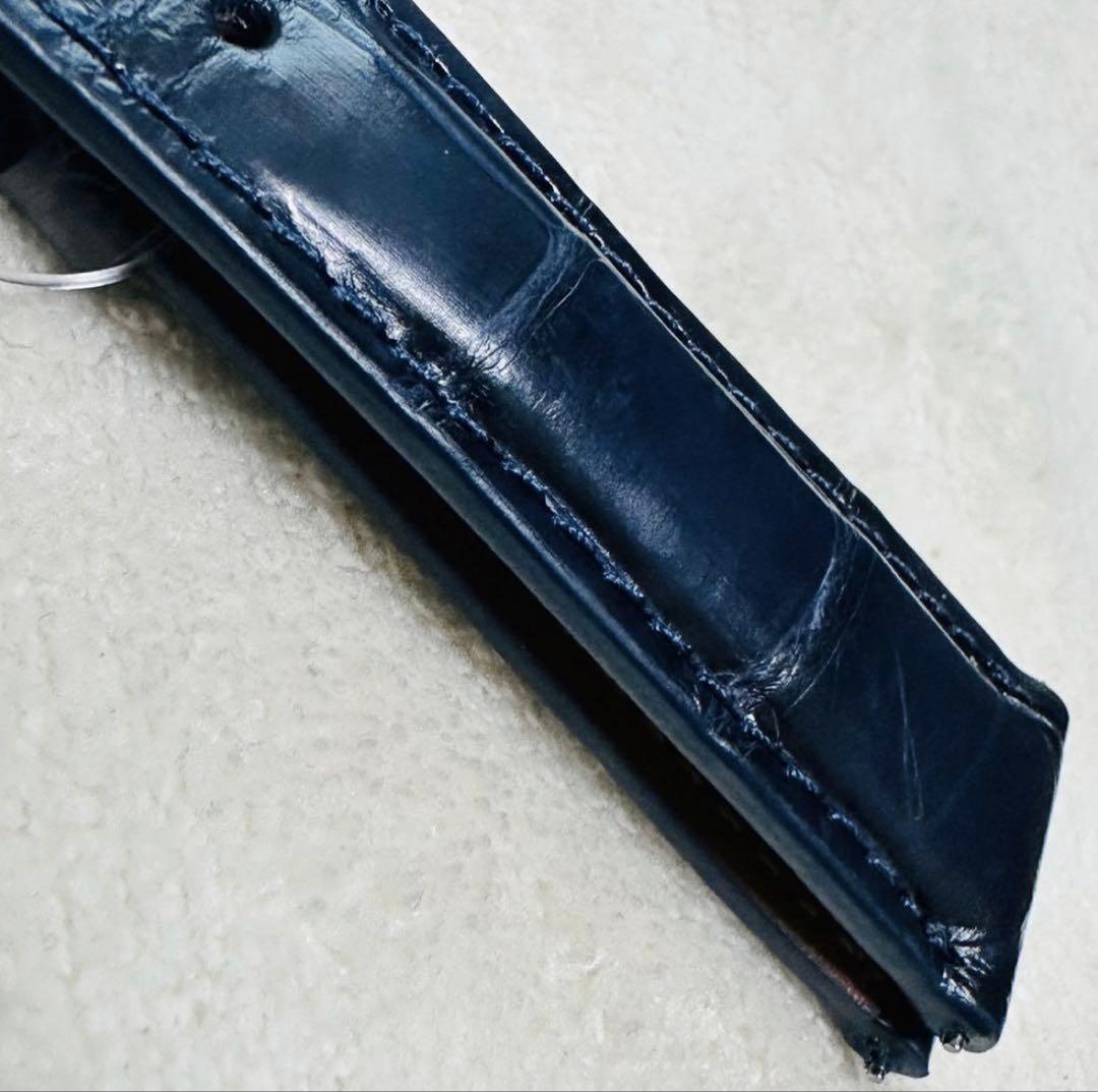 1031#18mm-16mmミッドナイトブルー★本物クロコダイルベルト★スイス製