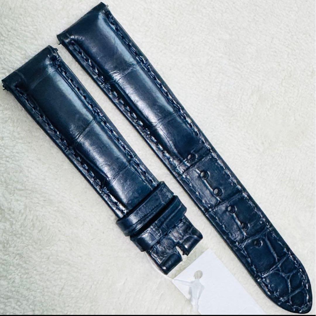 1031#18mm-16mmミッドナイトブルー★本物クロコダイルベルト★スイス製