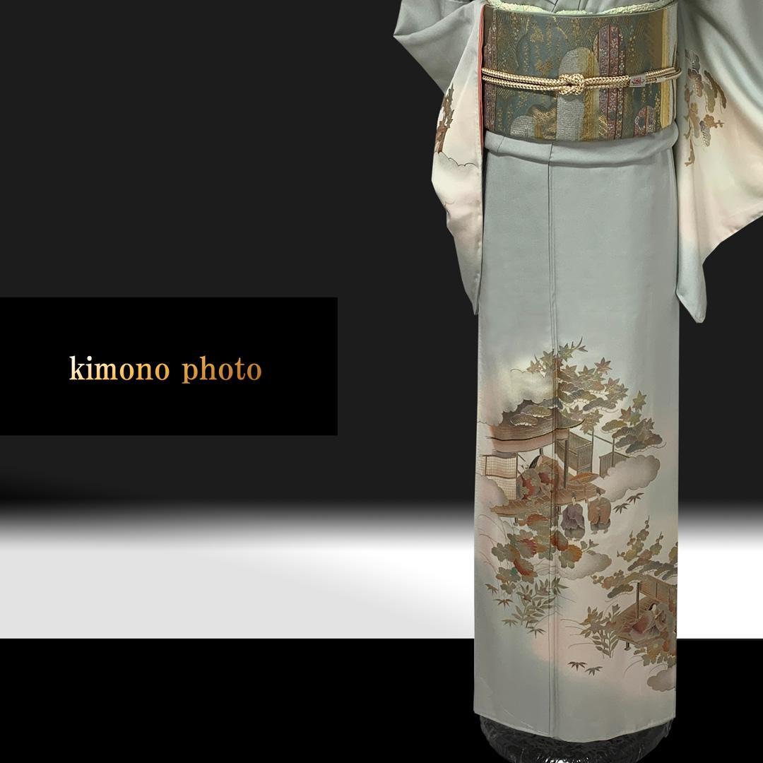 【新品、未使用】正絹【極上逸品】トールサイズ【金彩手描き友禅】訪問着フルセット