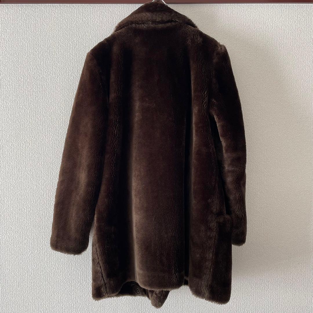 WHITE STAG ダークブラウン ファーコート ビンテージ ダブルブレスト
