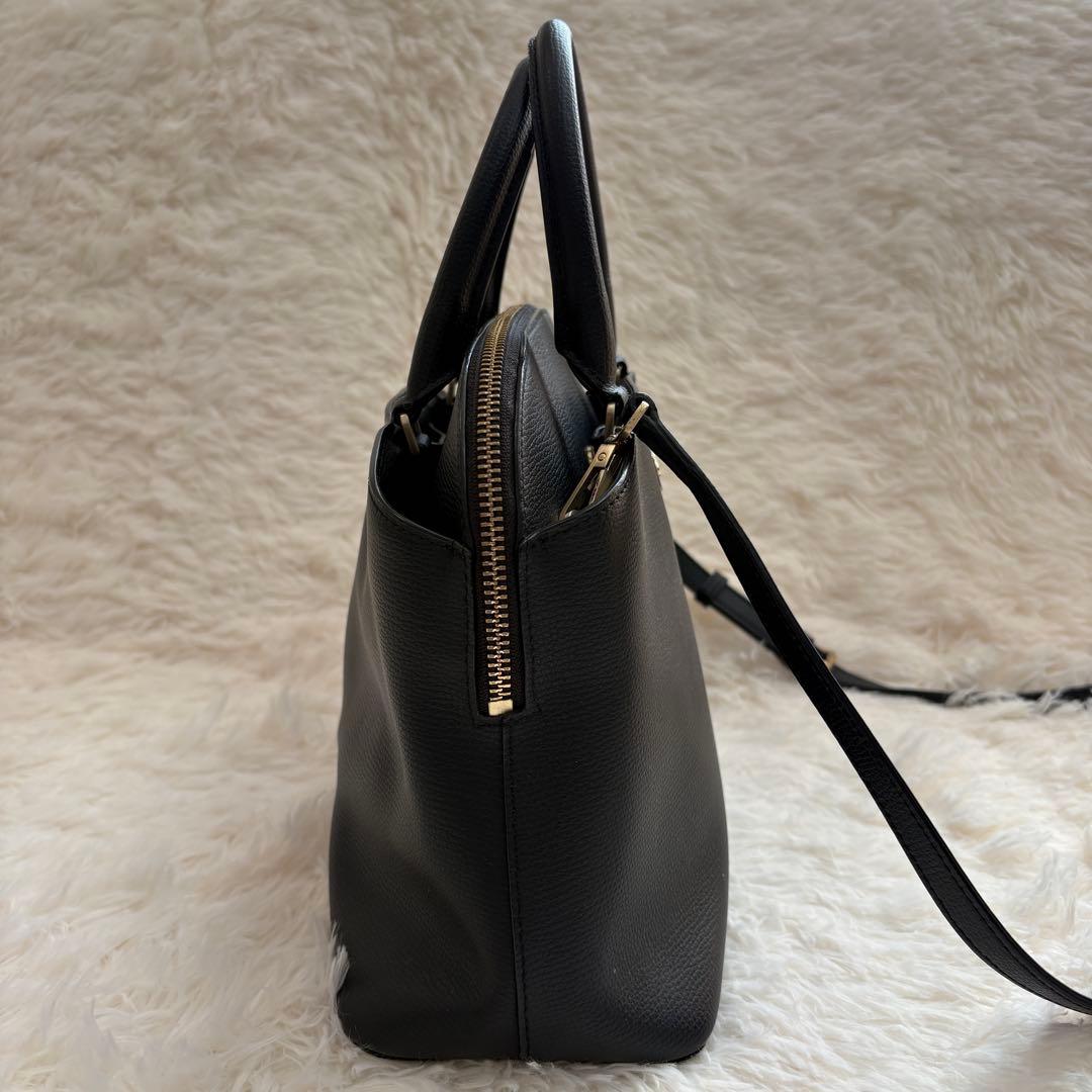 美品✨　アニエスベー　ショルダーバッグ　2way レザー　ロゴプレート　ブラック