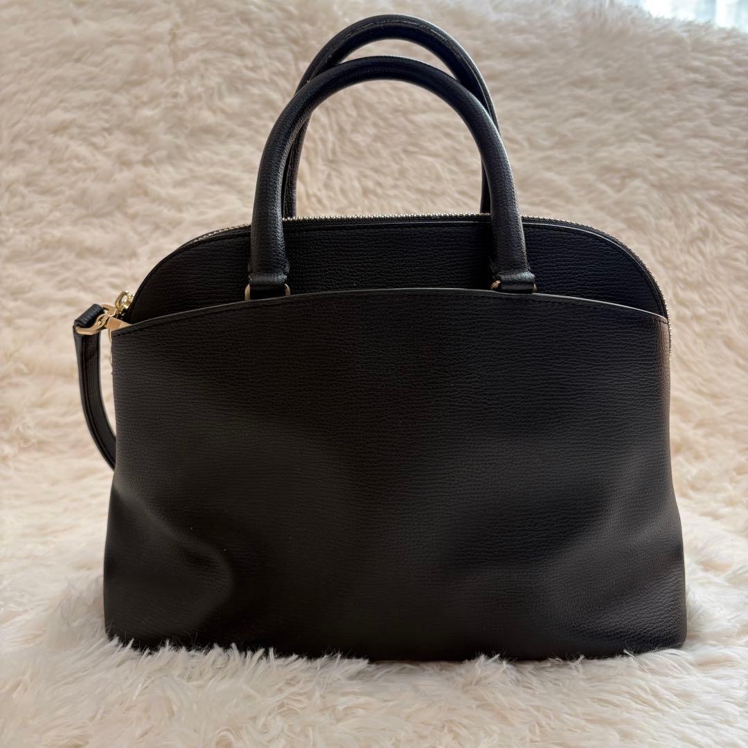 美品✨　アニエスベー　ショルダーバッグ　2way レザー　ロゴプレート　ブラック