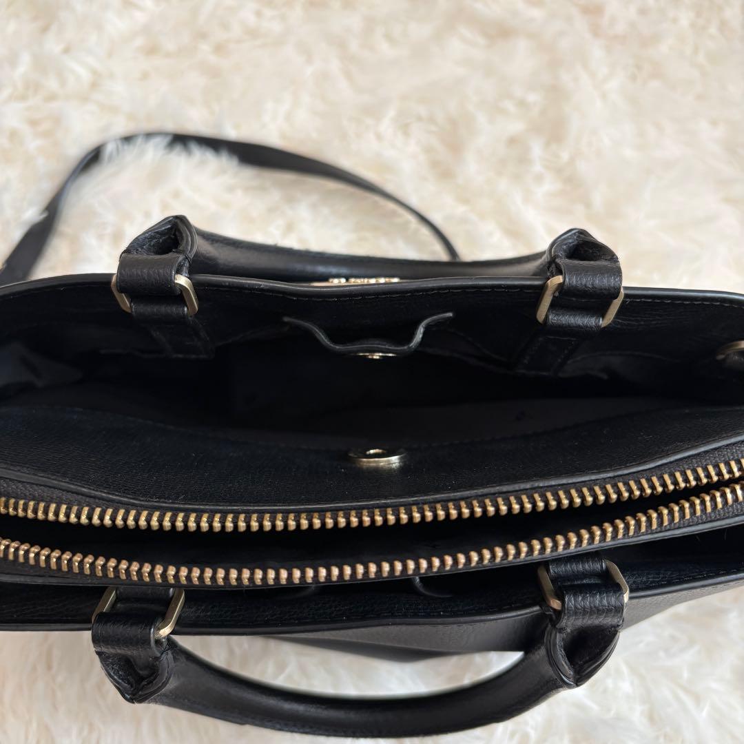 美品✨　アニエスベー　ショルダーバッグ　2way レザー　ロゴプレート　ブラック