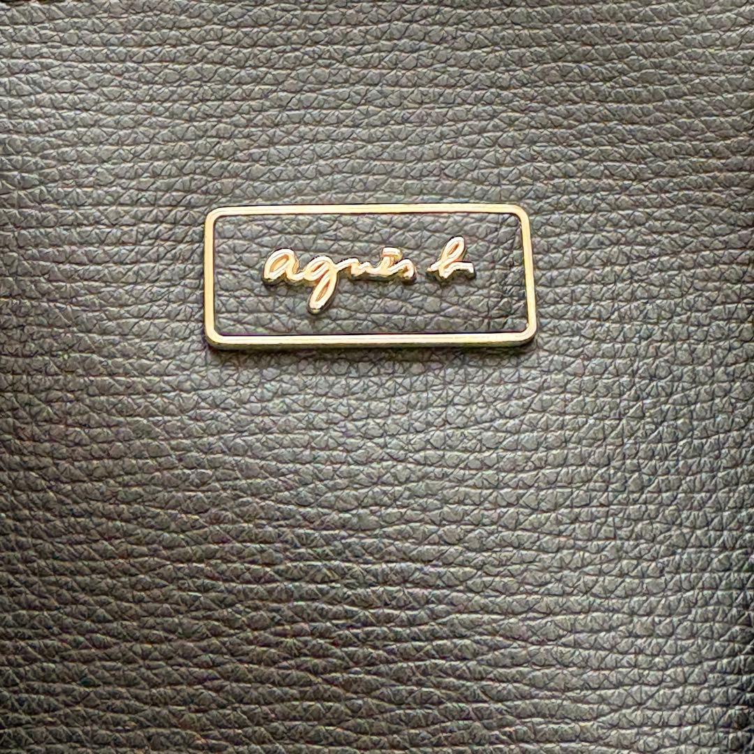 美品✨　アニエスベー　ショルダーバッグ　2way レザー　ロゴプレート　ブラック
