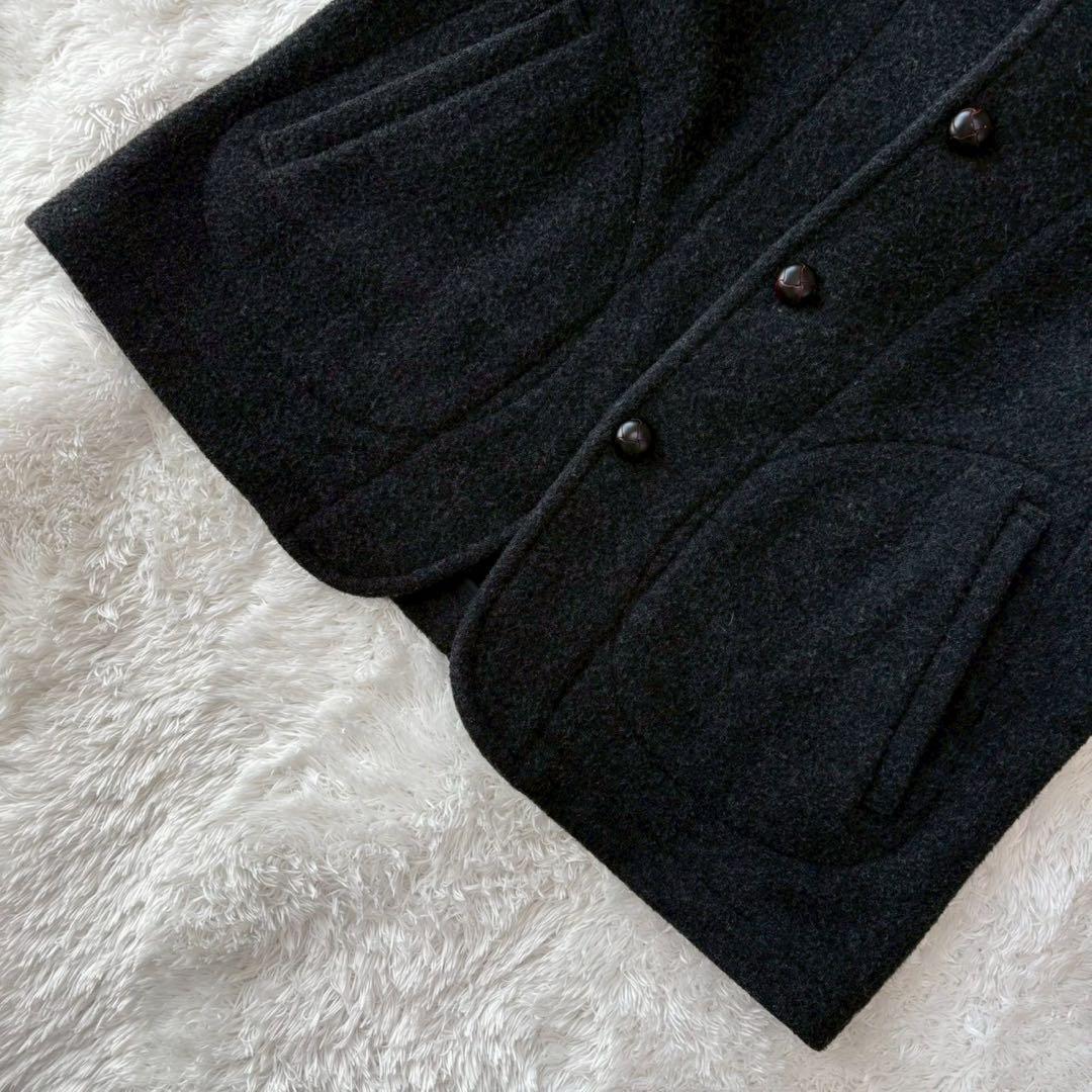 ダントン ウールモッサジャケット ピーコート くるみボタン XL ロゴ グレー