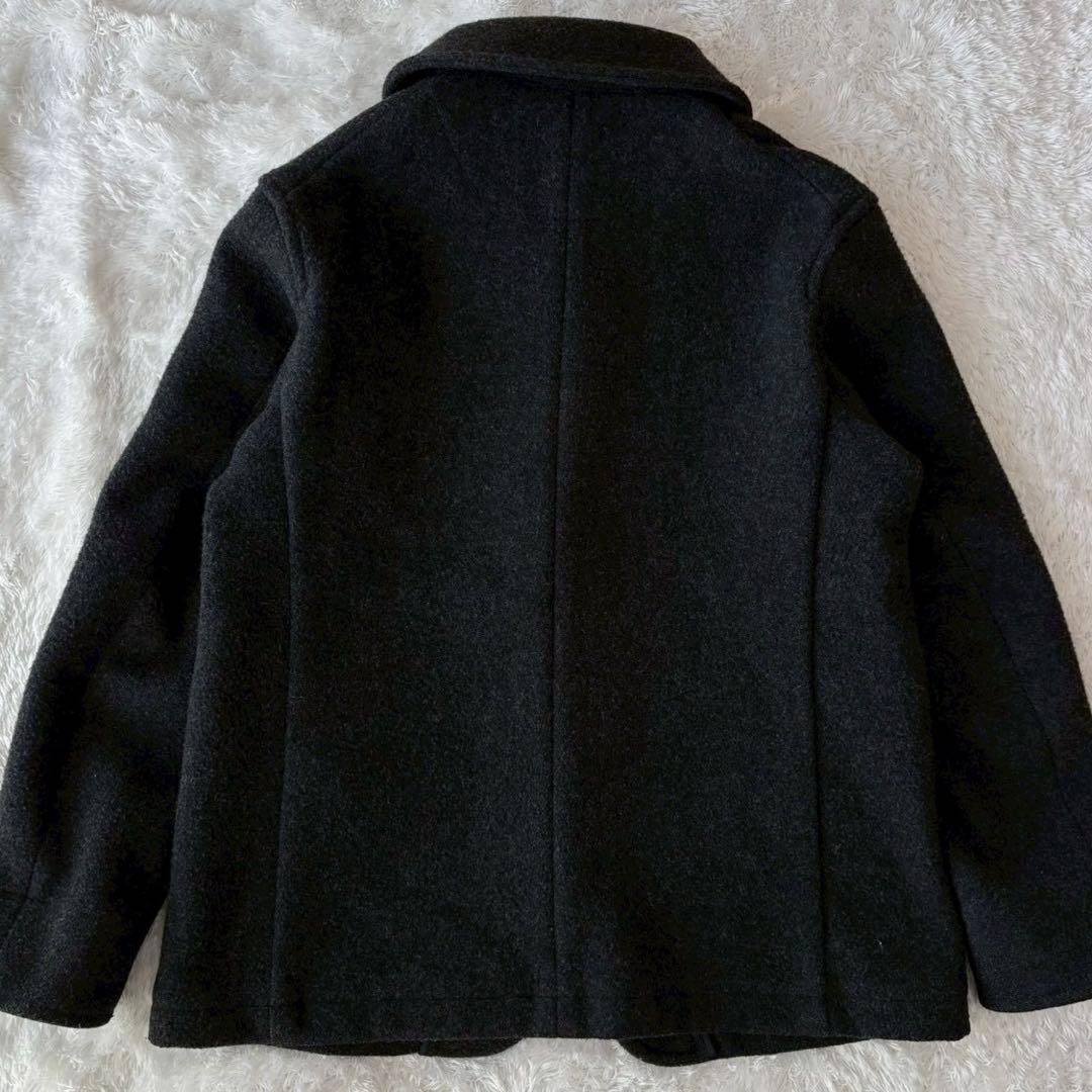 ダントン ウールモッサジャケット ピーコート くるみボタン XL ロゴ グレー