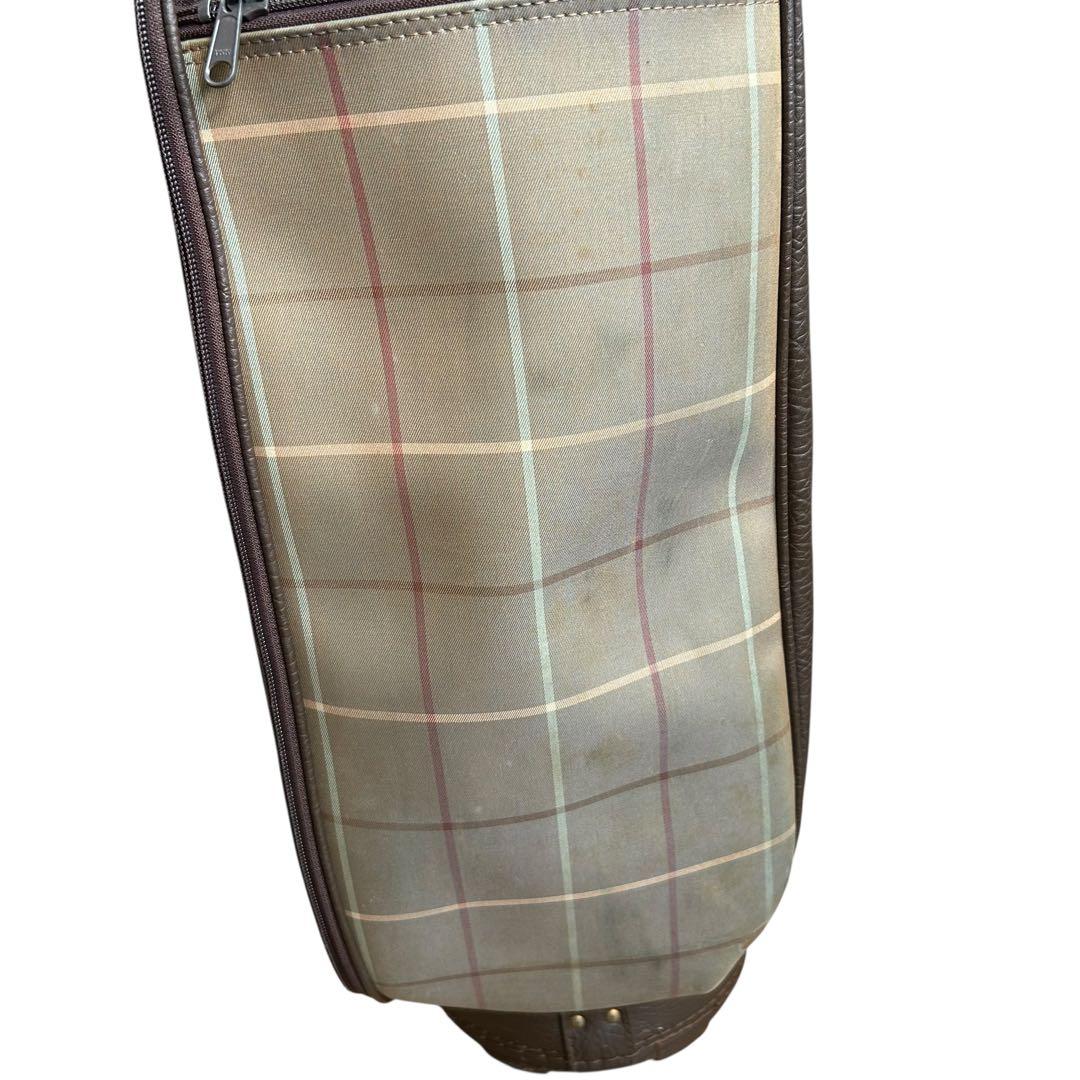 BURBERRY　バーバリー　キャディバッグ　ゴルフバッグ　チェック柄　レザー