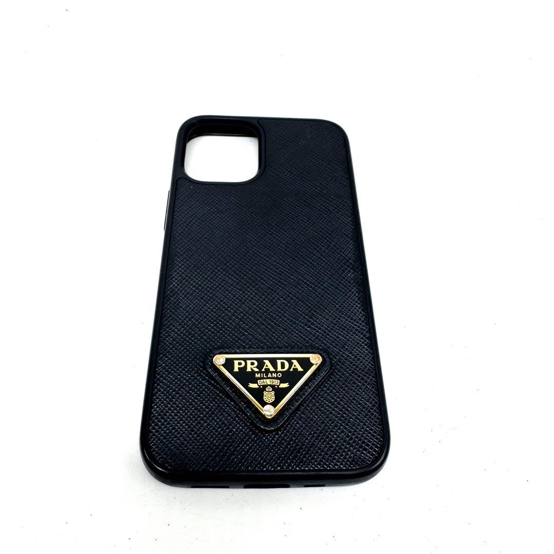 【超美品・付属品完備✨】プラダ iPhone12mini サフィアーノレザー 黒
