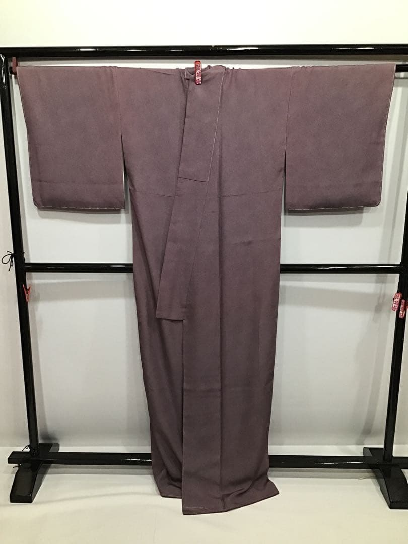 【1592】江戸小紋　極鮫　深紫　袷　しつけ糸付き　ゆったりサイズ